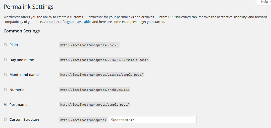 change WordPress permalink structure