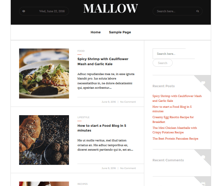 Mallow - Food WordPress Theme