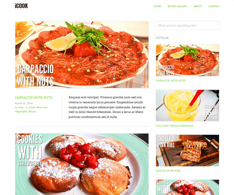 iCook - Food WordPress Themes