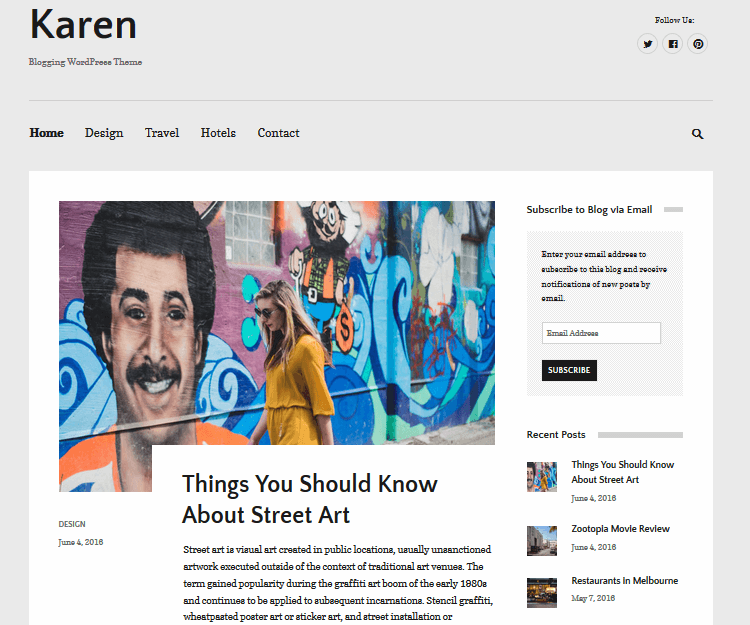 Karen - WordPress Blogging Themes