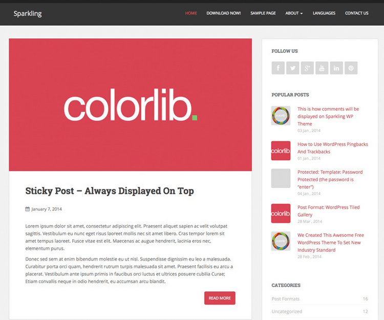 Sparkling - WordPress Blogging Themes