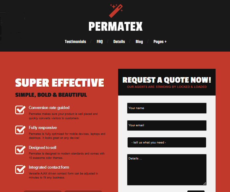 Permatex - WordPress Landing Page Themes